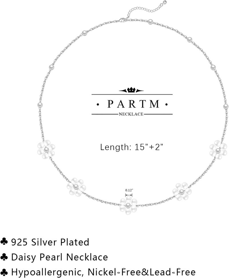Partm Pearl Necklace for Women Trendy 14K Gold Plated Dainty Pearl Pendant Choker Set Handmade Pearl Gold Necklace Non Tarnish Simple Cute Jewelry Gifts for Women - Image 3